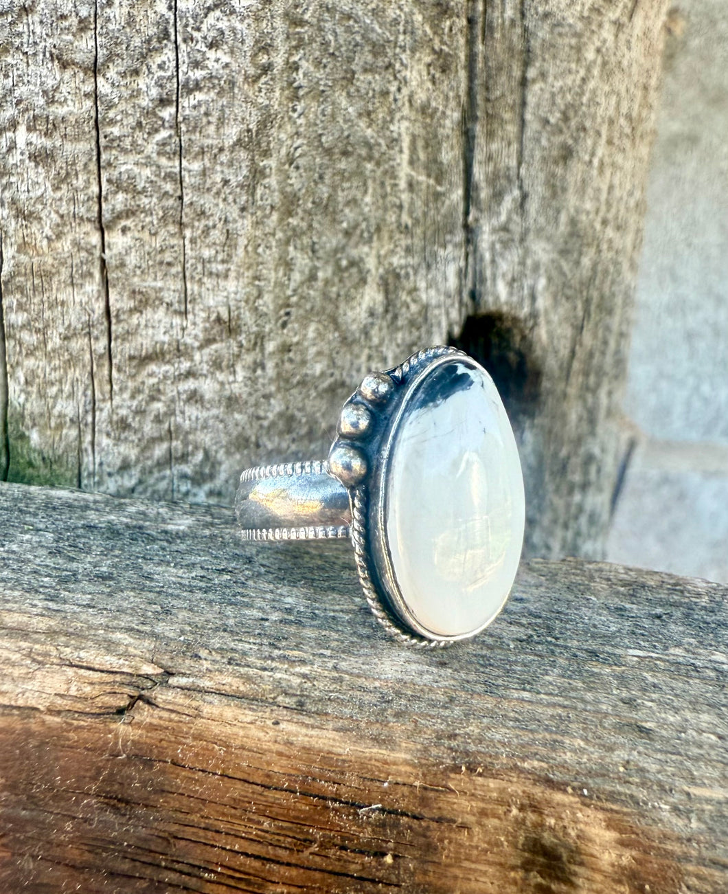 Oval White Buffalo Ring